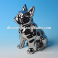 Decorative electroplated silver dog statue for home decoration